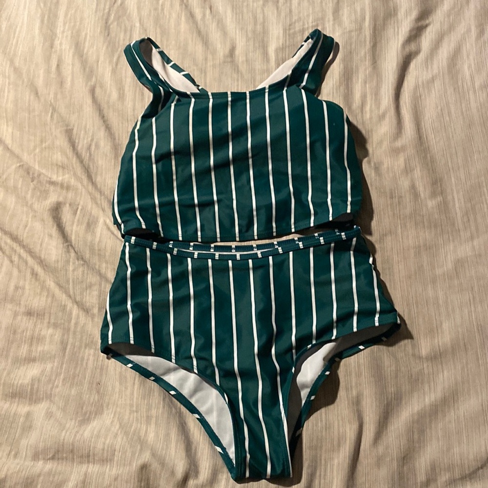 High waisted two piece bathing suit